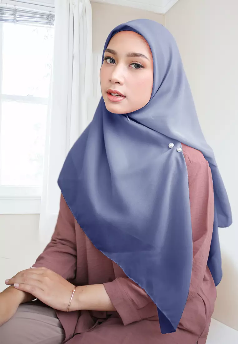 Cotton Bee - Shanara Instan | Hijab Segiempat Resleting - Sapphire Blue