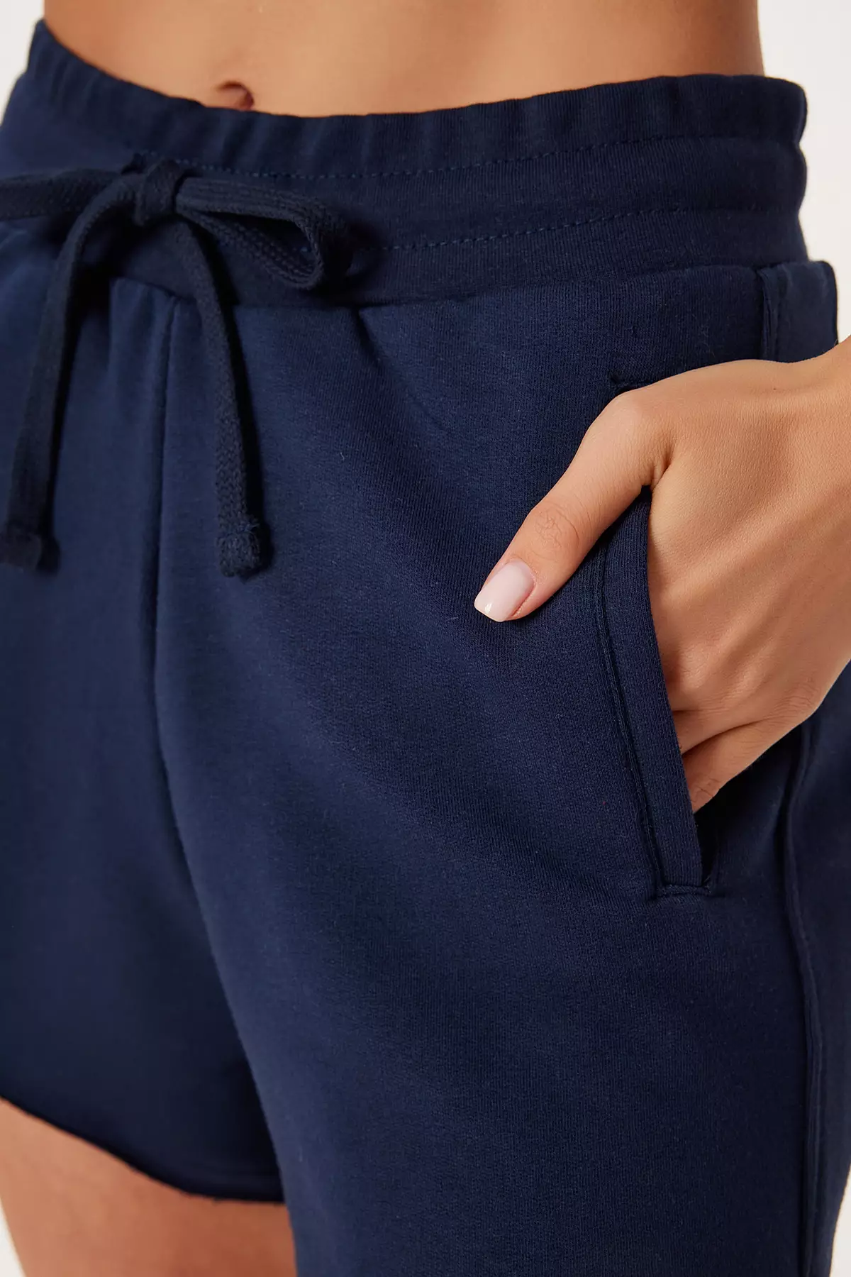 Women's Navy Blue Comfortable Stretchy Knitted Bottom-Top Set Ub00402