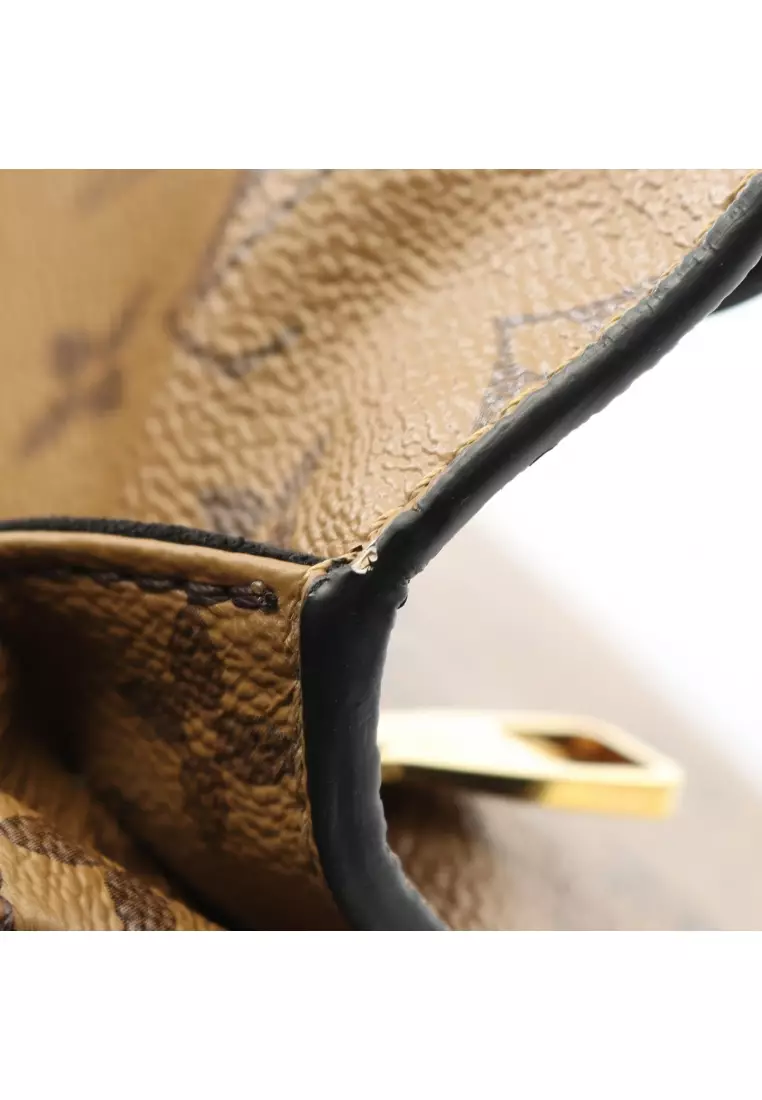 Pre-Loved Louis Vuitton pochette Metis MM monogram reverse Handbag PVC leather Brown black 2WAY