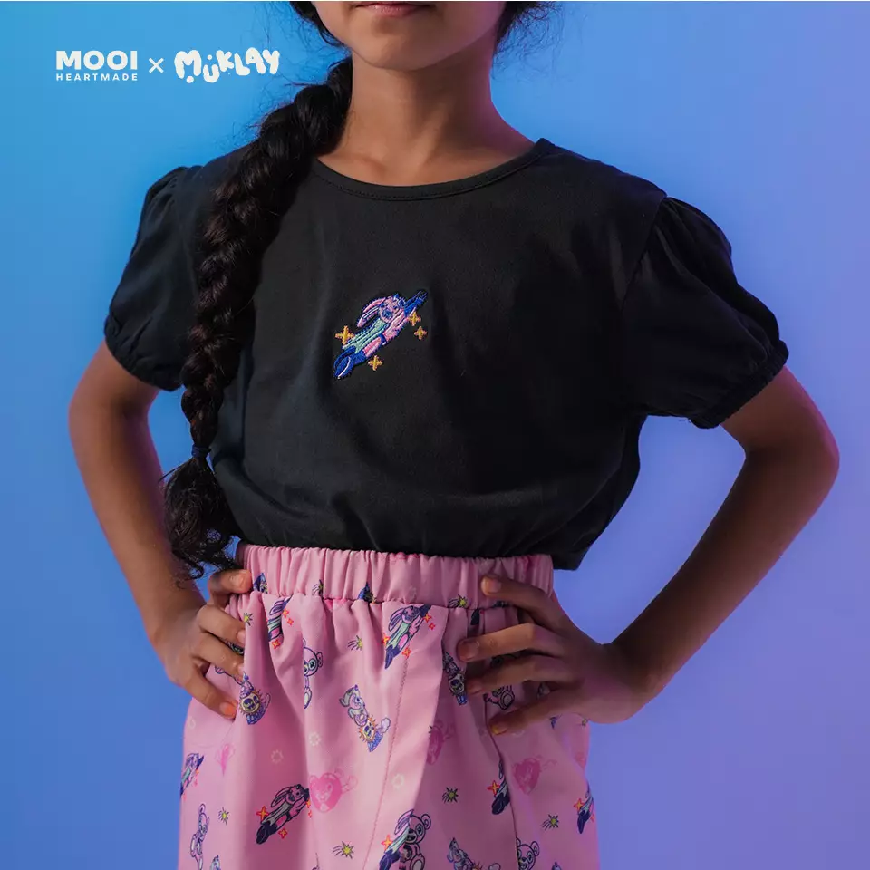 Mooi X Muklay Setelan Anak Perempuan Alena Skort Set - Black