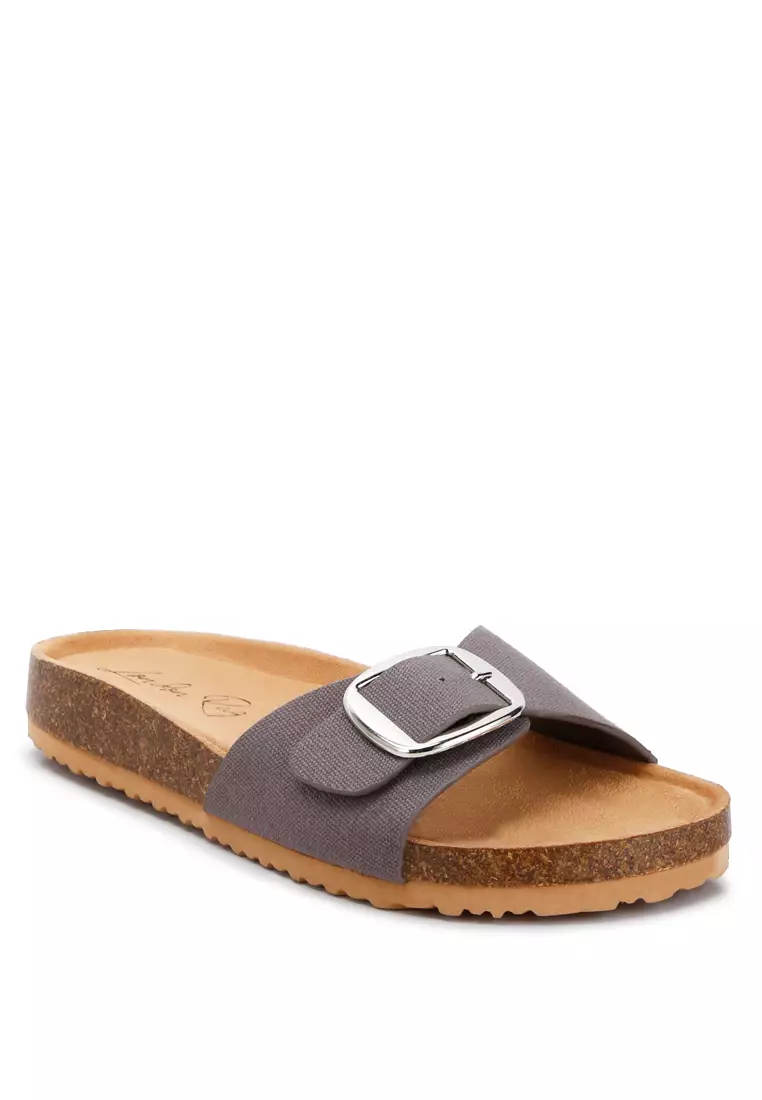 Sandal Slip-On Tali Gesper Abu-abu