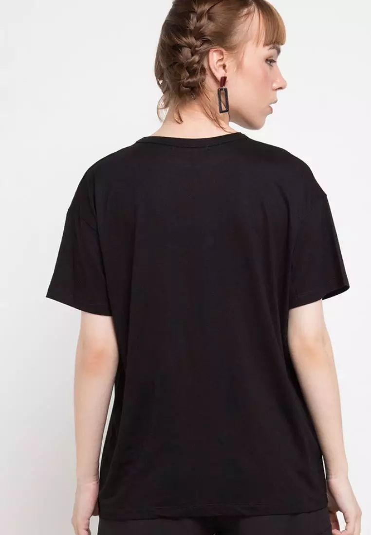 LTB89 Kaos T-shirt Wanita MM world thdy yellow Hitam