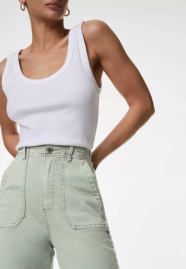 Cotton Blend Slim Fit Ankle Grazer Joggers