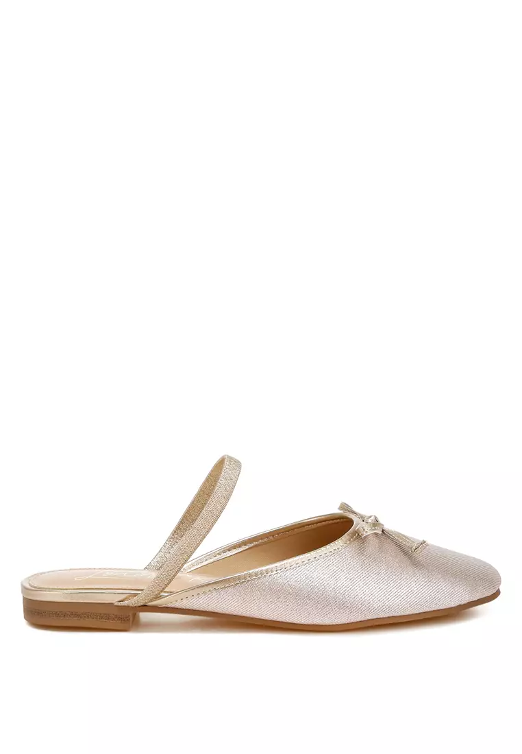 Sandal Balet Glitter Emas Sampanye