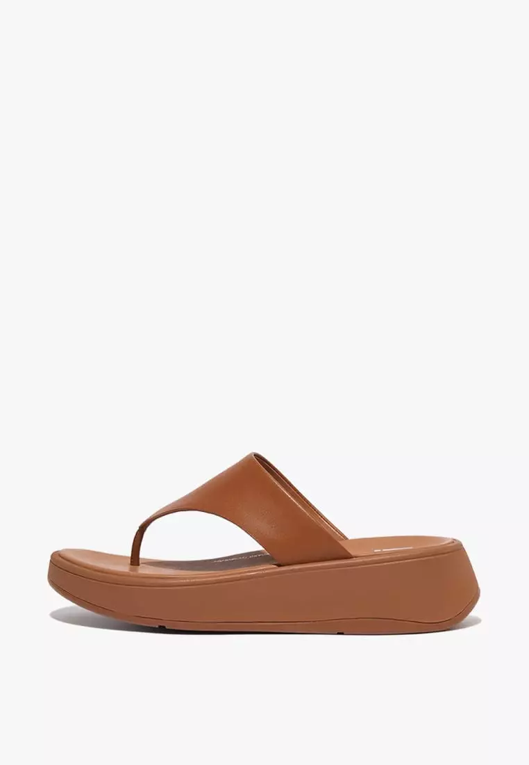 Discount on Fitflop  shoes - SKU: F-Mode Leather Flatform Toe-Post Sandals - Light Tan