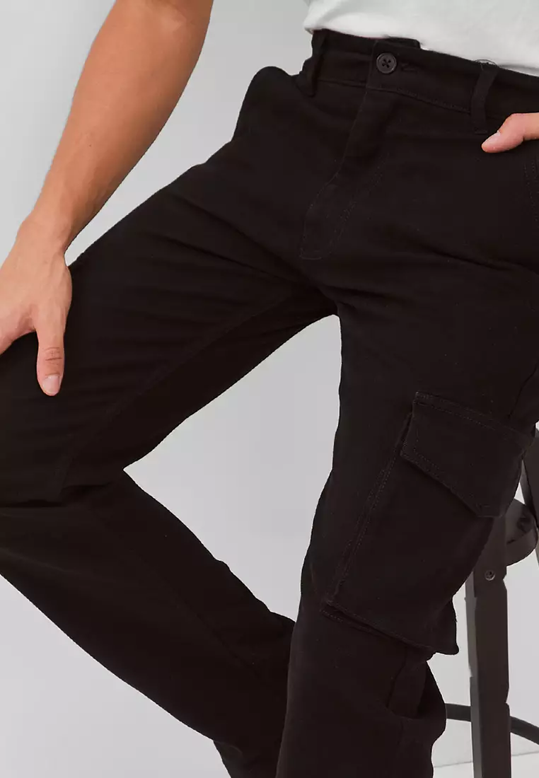 JEROME BLACK Celana Cargo Pria Reguler Fit - Bottom Man Cargo Pants