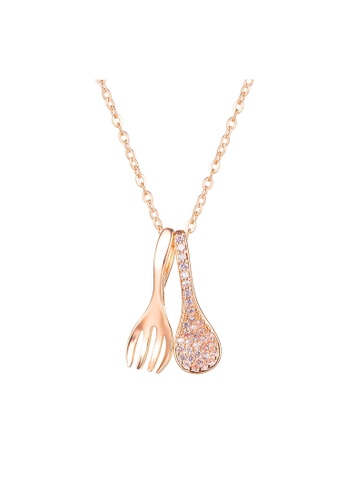 Air Jewellery gold Luxurious Spoon & Fork Necklace In Rose Gold E321AACCAE4003GS_1