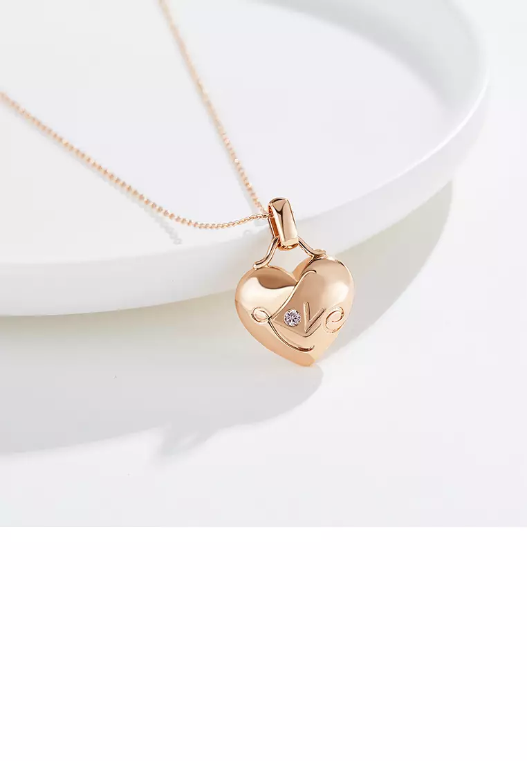 Jual Glamorousky Simple and Fashion Plated Rose Gold Love Heart