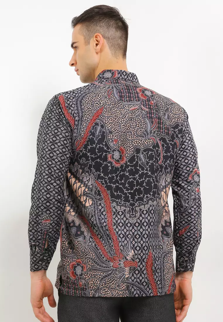Sandro Kemeja Batik Exclusive Premium Pria Casual Modern Lengan Panjang