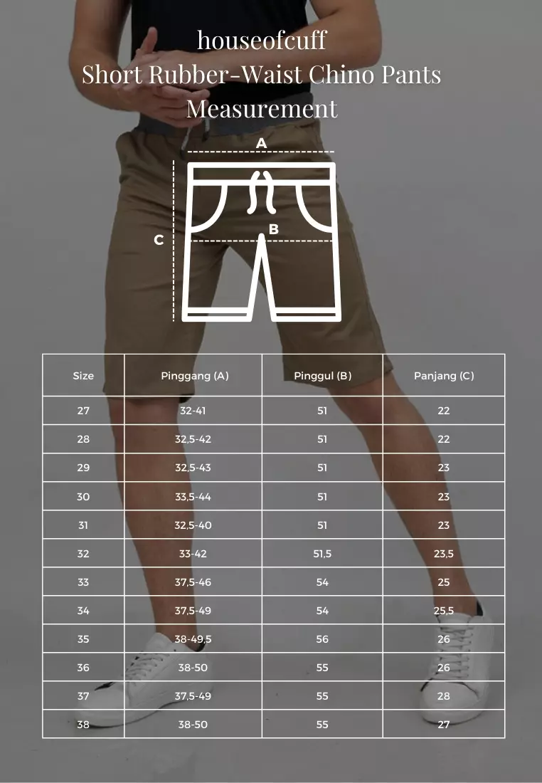 Celana chino pendek cino slim fit PINGGANG KARET Abu abu houseofcuff