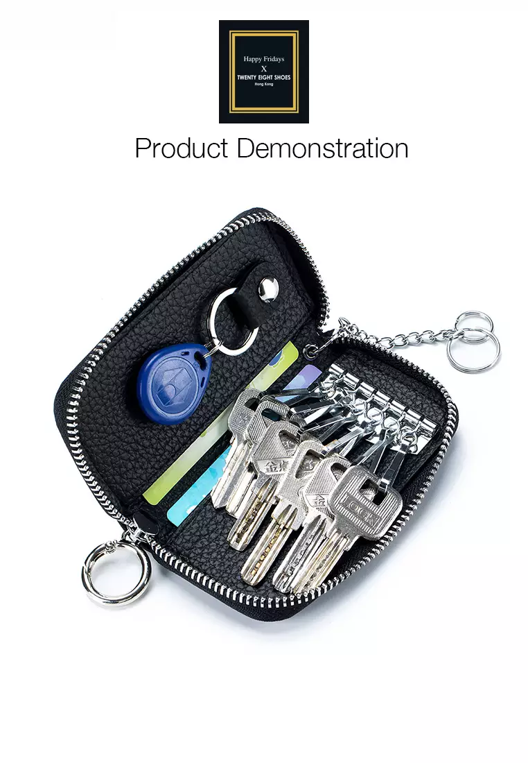 Full Grain Leather Zipper Key Case JW AN-3443