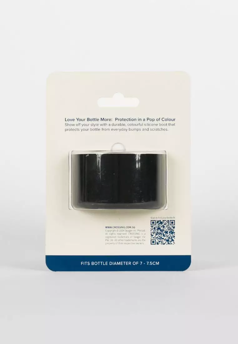 Crossing Silicone Water Bottle Boot - Fits Diameter 7-7.5cm (550ml) Blistered Pack - Black