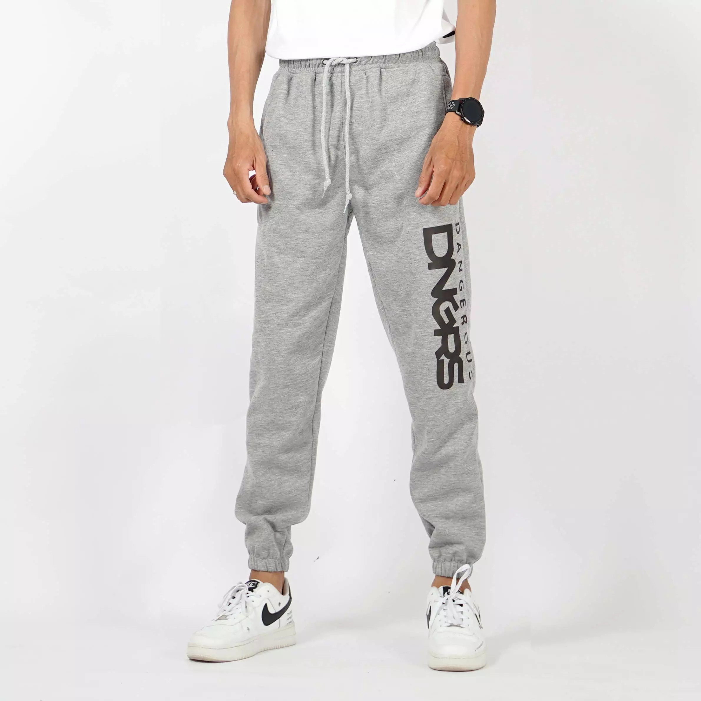 DIEGO Celana Casual Pria Celana Panjang Training Jogger Pants - Abu Muda