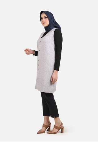 Jual Queensland Rompi Wanita Muslim Detail Kancing B10256q Abu Muda Original Zalora Indonesia