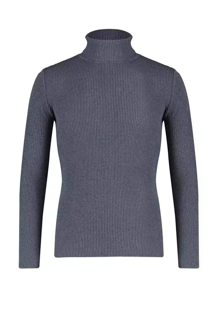 Slim Fit Turtleneck Corduroy Knit Sweater