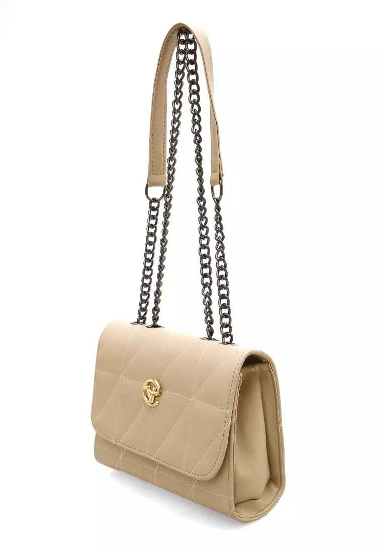 Sherina Tas Selempang Wanita Remaja Rantai Premium Polos - Latte