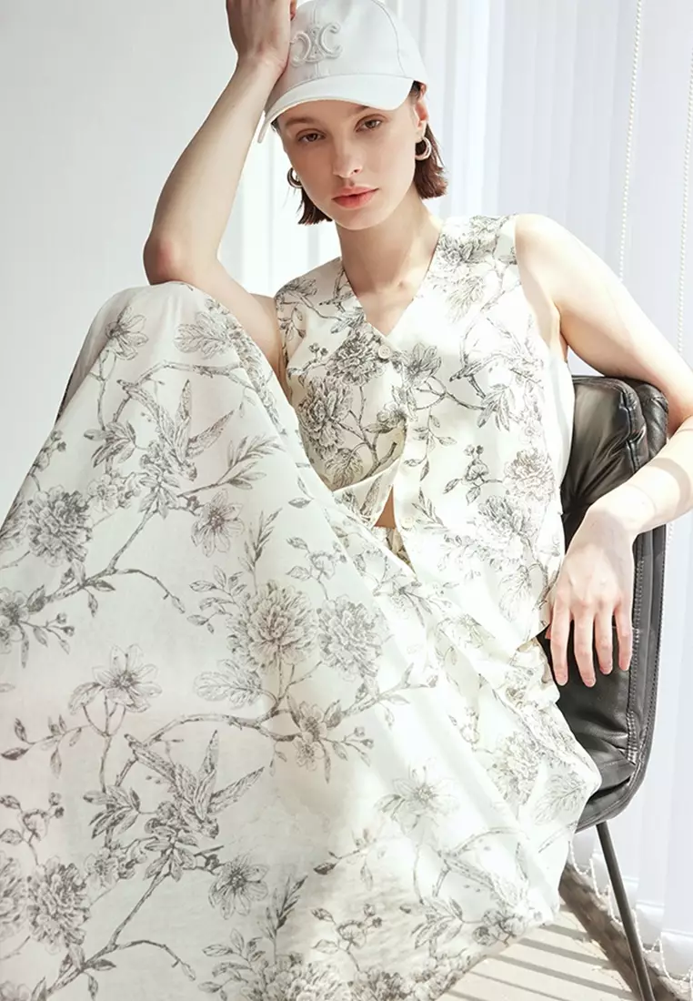 Summer Printed Sleeveless Shirt Skirt Set CA25061722BE