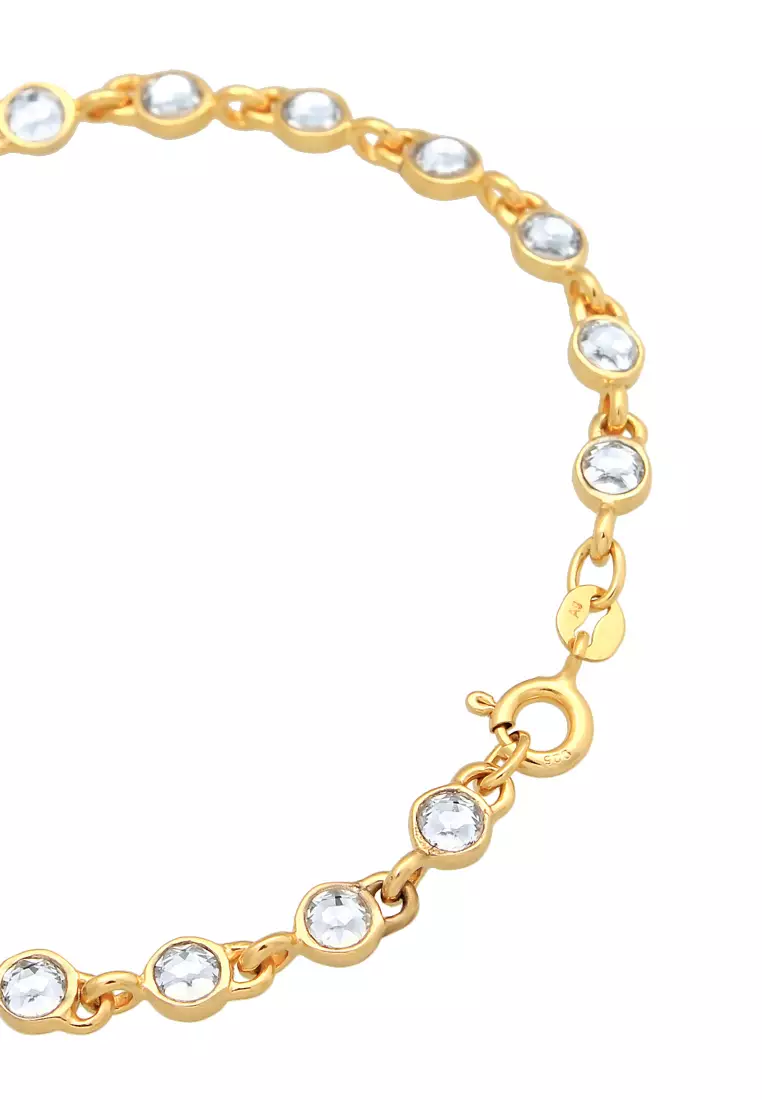 Gelang Perhiasan Perak 925 Wanita Tennis Classic Trend Gold Plated Embellished with Crystal by Swarovski®