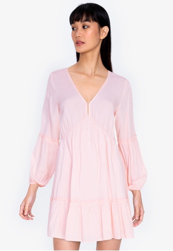 ZALORA BASICS pink Puff Sleeve Mini Dress 43C59AA811E998GS_1