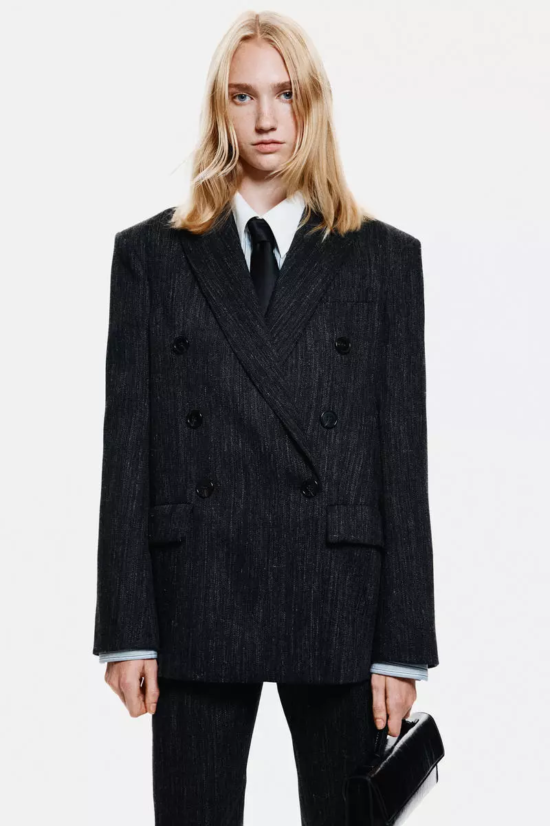 Double-breasted wool-blend blazer