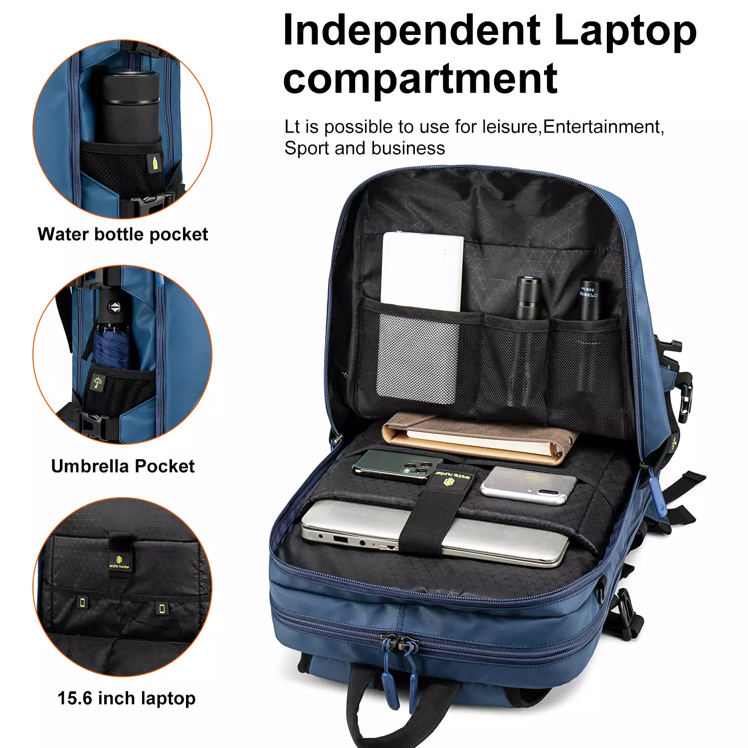 Arctic Hunter B00391 Tas Ransel Backpack Laptop Sporty Olah Raga Basket pria USB 15.6 Inch - BLUE