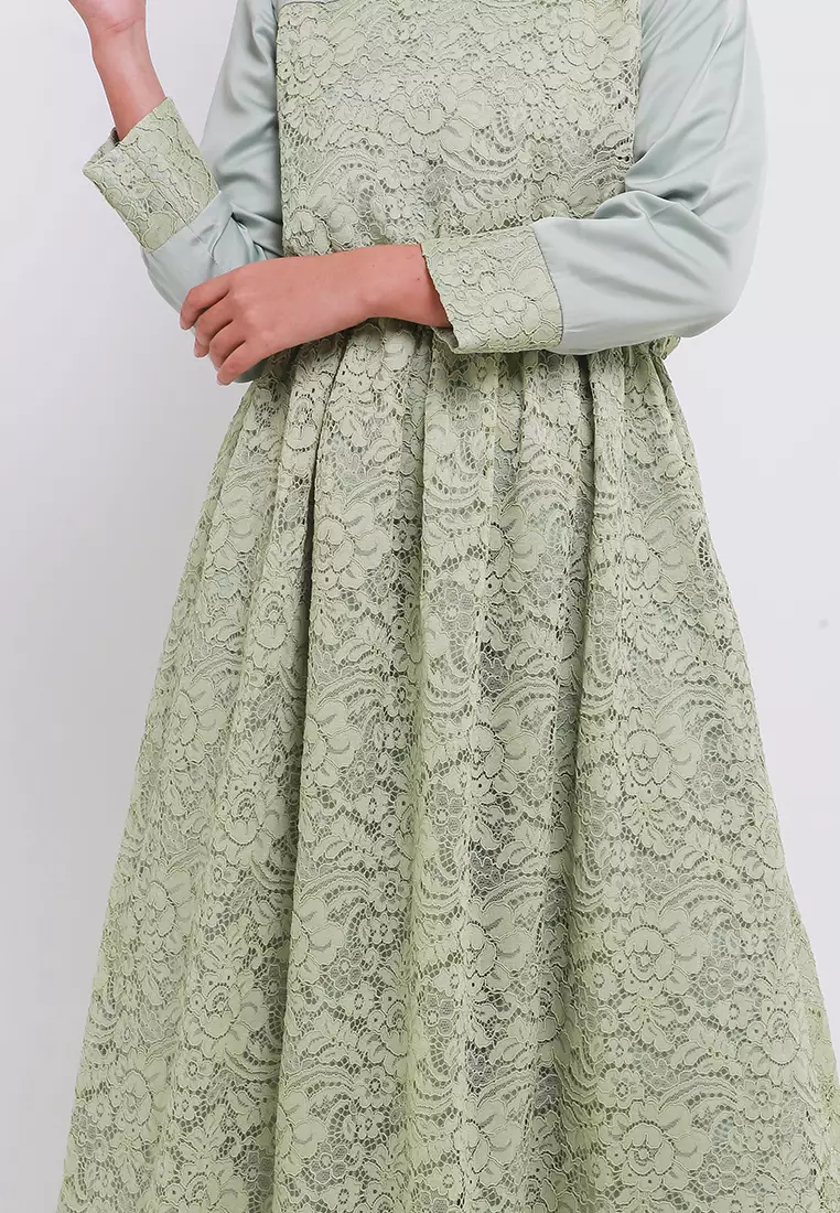 MFMW Latifah Dress Gamis Brukat Hijau
