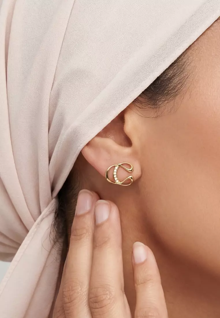 Unbreakable You Cubic Zirconia Stud Earrings in Gold