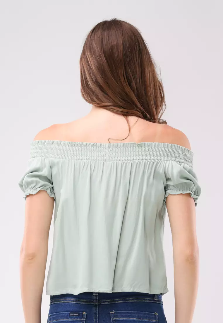Single Twill Woven Short Sleeves Blouse