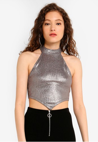 Jual Topshop Shimmer Hanky Halter Neck Top Original Zalora Indonesia