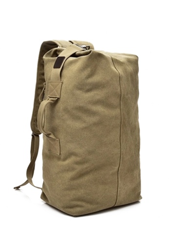 Khaki Basics Canvas Duffel Bag 