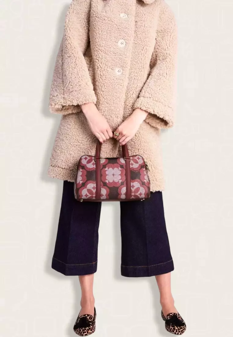Kate Spade Flower Monogram Eleanor Medium Satchel Garnet Rose