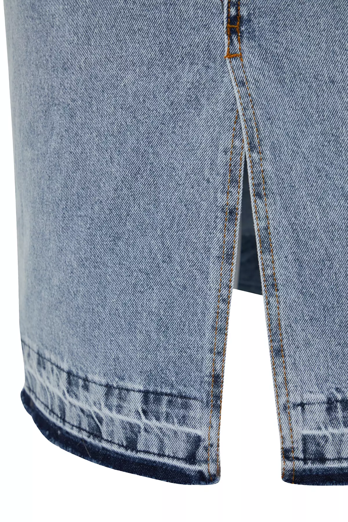 Plus Size High Waist Denim Midi Skirt