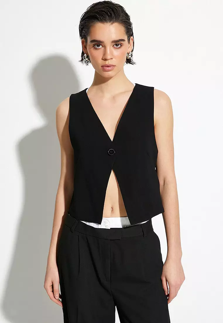 Discount on KOTON  shoes - SKU: V Neck Single Button Vest