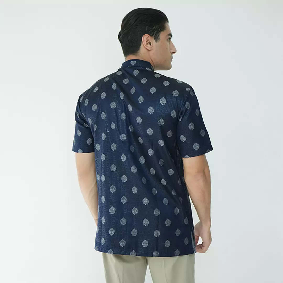 Casella Baju Koko Pria Lengan Pendek | Baju Koko Batik Syam 4102 Navy