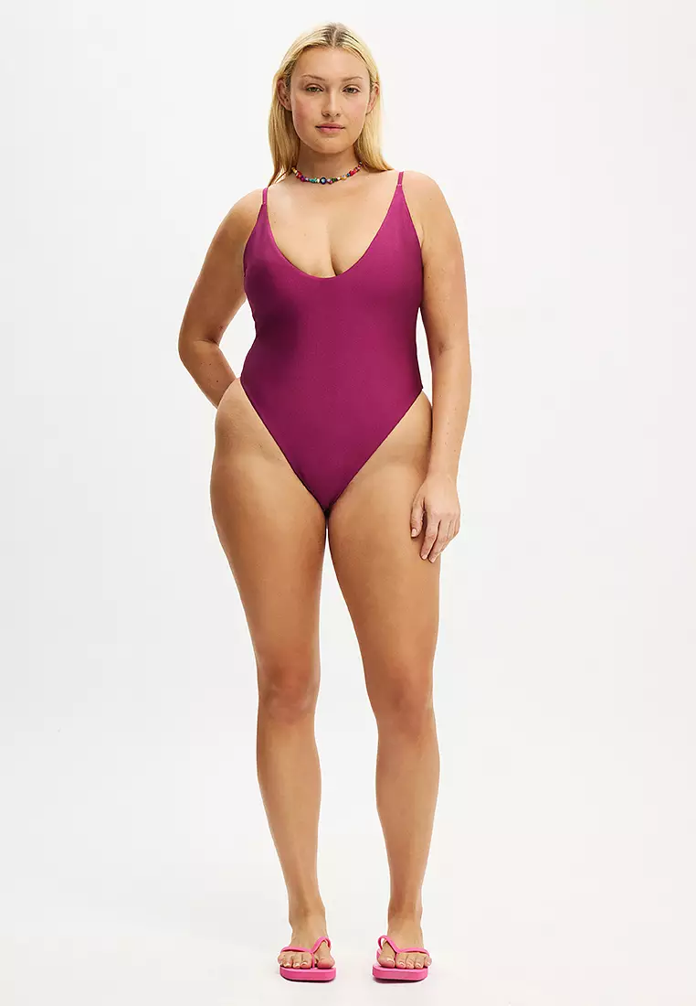 Tie Back Strappy One Piece Brazilian Swimsuit