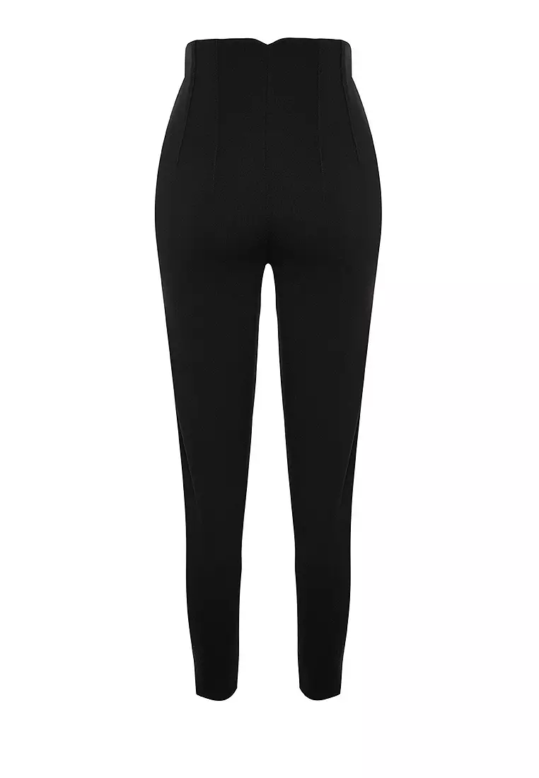 TRENDYOL Damen High Waist Hose – Stretch-Polyester, Gerade Beinform, Perfekt Für Party & Freizeit