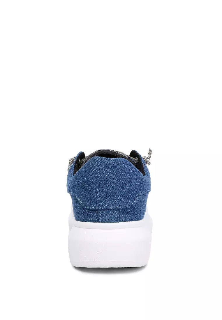 Denim Low Flatform Heel Sneakers