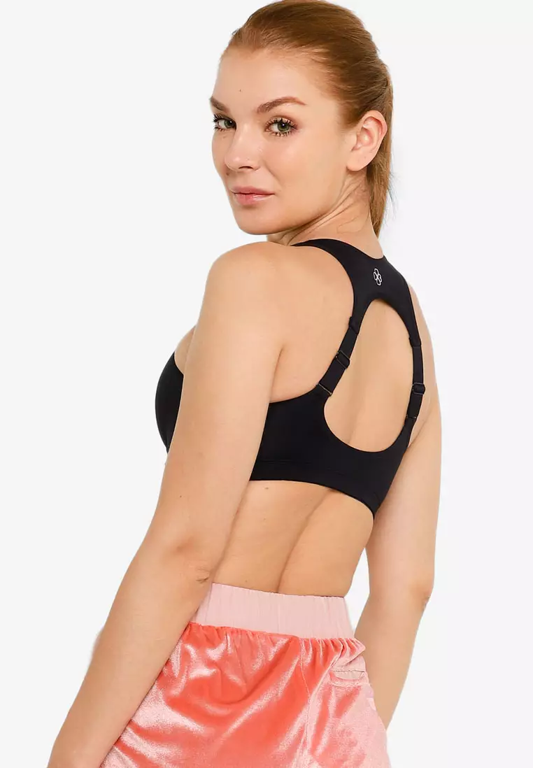 Dorina Outrun high impact push-up sports bra in black and aqua