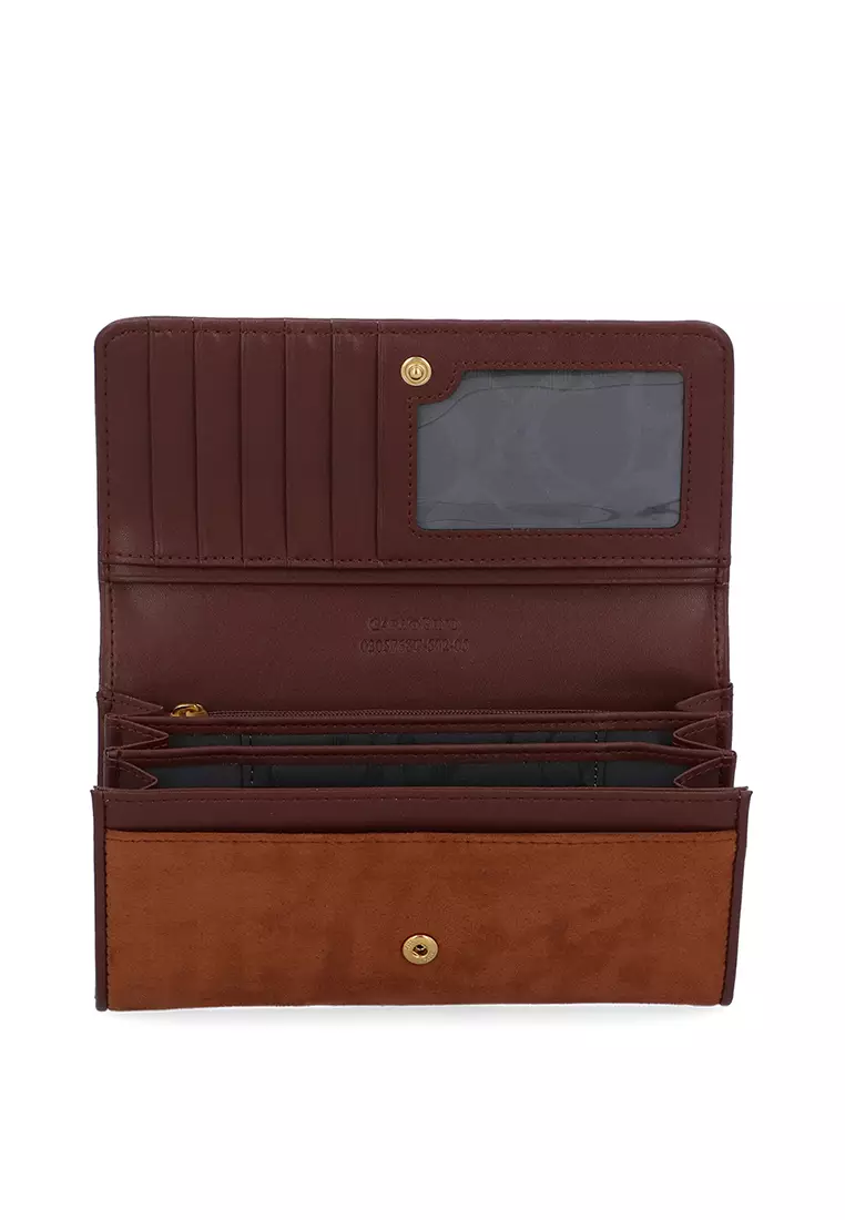 Dakota Velveteen 2-Fold Long Wallet - Brown