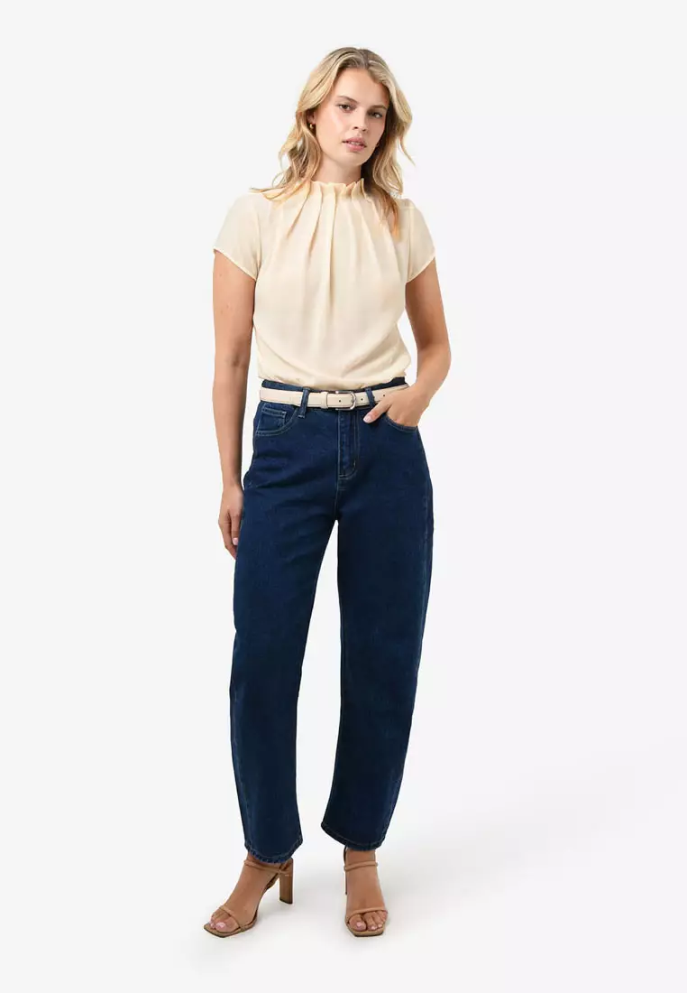 Olivia Pleated High Neck Top