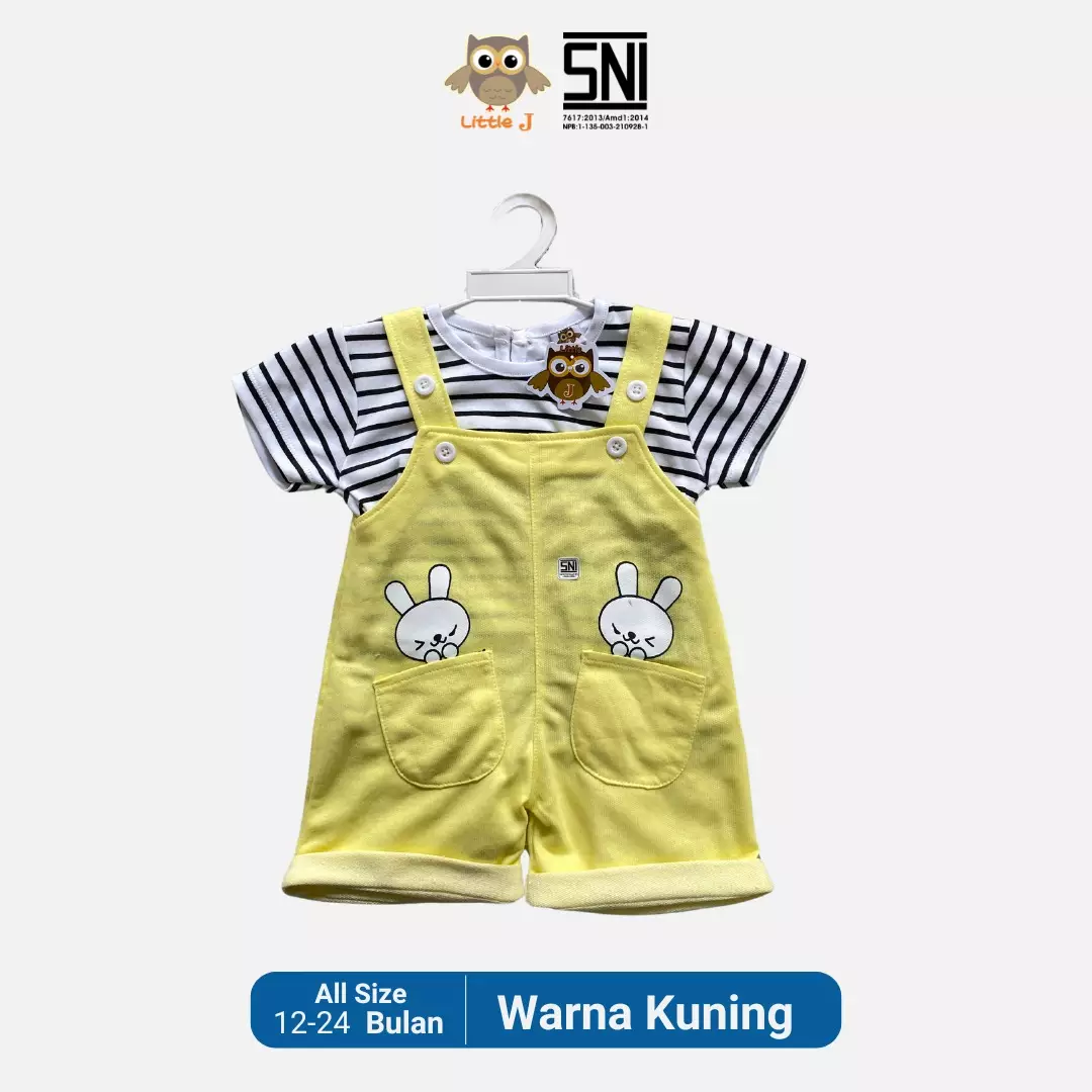 Little J Jumsuit Bayi Jumper Pendek Anak Cewek Romper Baju Kodok Motif Bear SNI Lokal