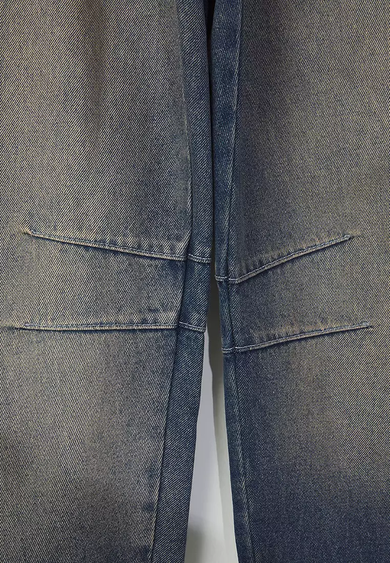 Blue High Waist Baggy Fit Large Size Jeans Tbbss25Cj00000