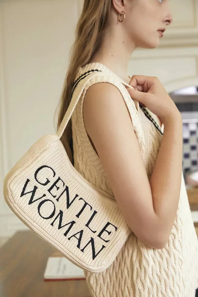 GW Preppy Knit Shoulder Bag - Silver