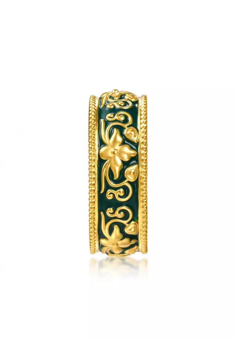 999 Gold Cultural Blessings Ethnic Element  Ring for Women (Size: 17, Diameter 18mm) 95631R