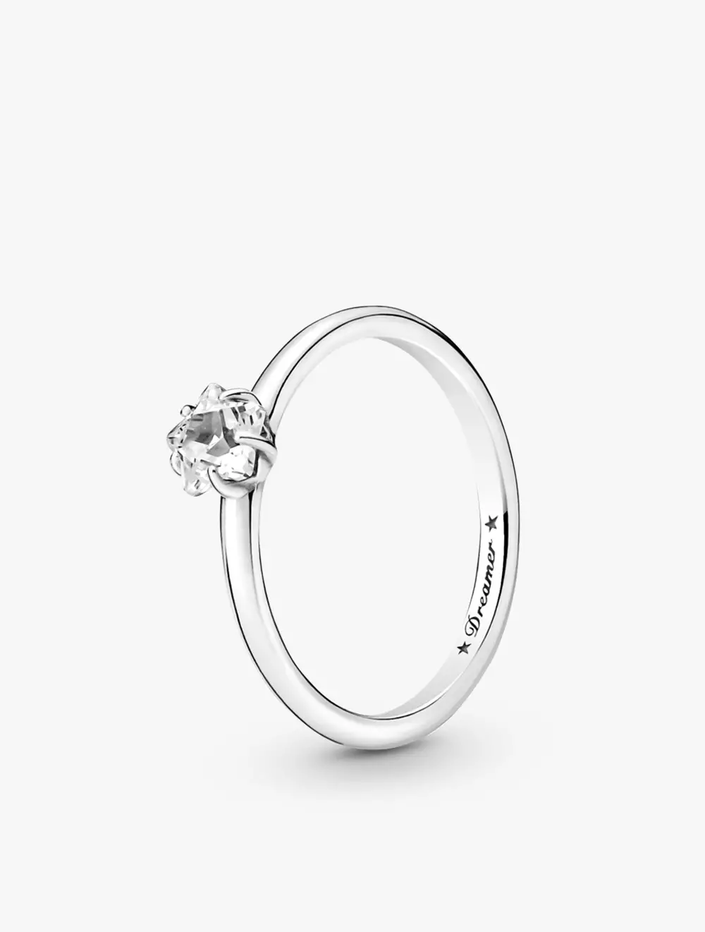 Star sterling silver ring with clear cubic zirconia