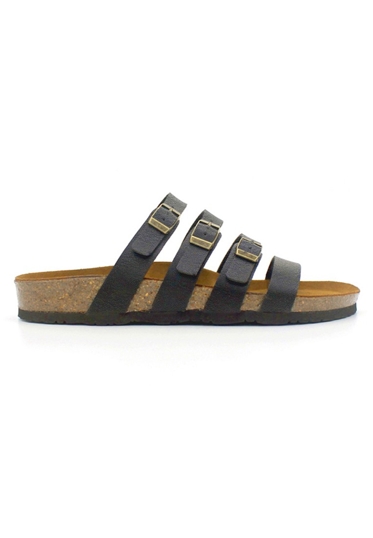 Kingston - Black Leather Sandals & Flip Flops