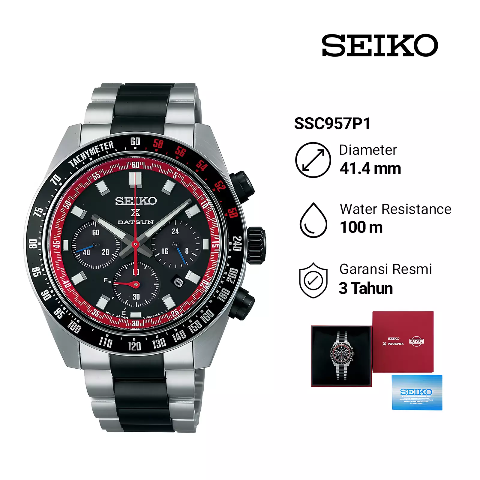 Seiko Prospex X DATSUN Speedtimer Limited Edition - Solar Fairlady Z 240Z - All Stainless Steel - SSC957P1