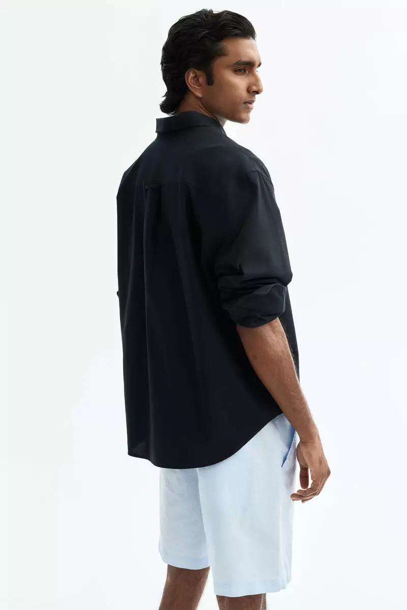 Regular Fit Linen-blend shorts