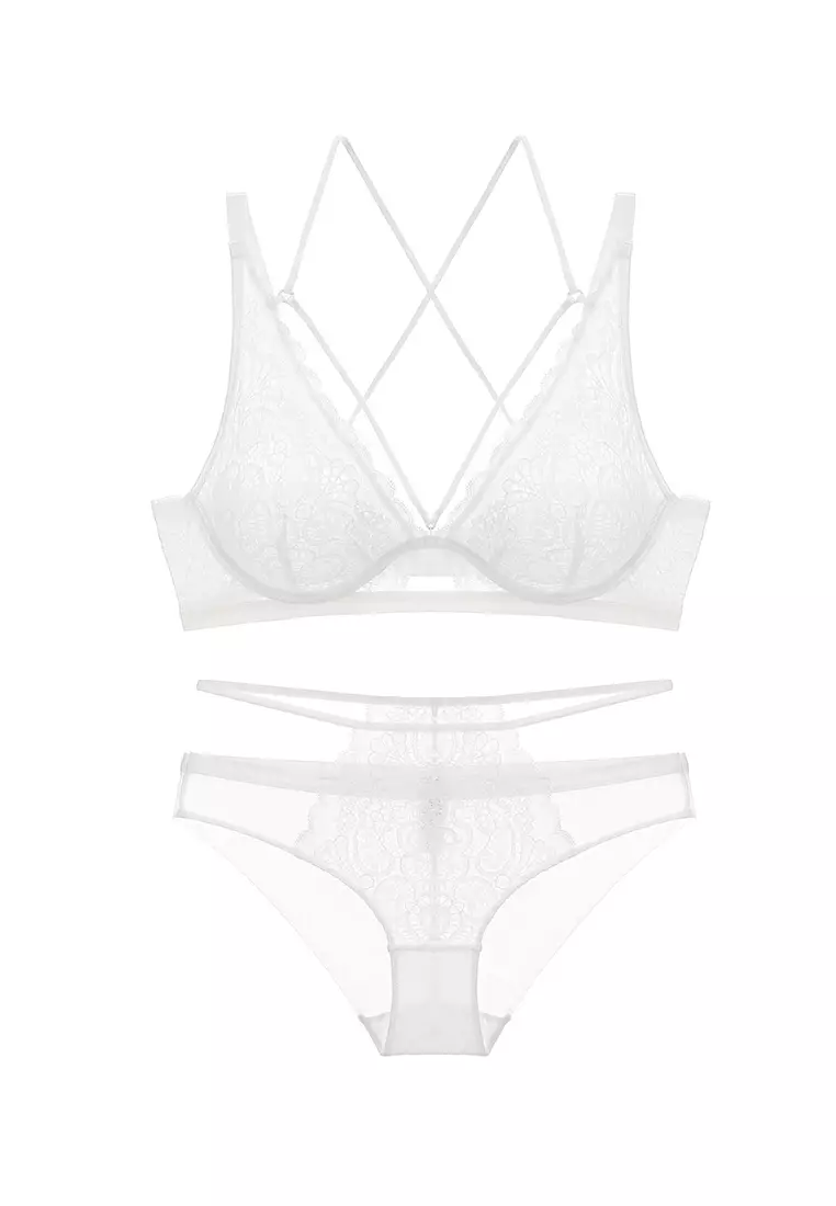 Buy ZITIQUE Fancy Lace Lingerie Set (Bra And Panty) - White 2023 Online ...