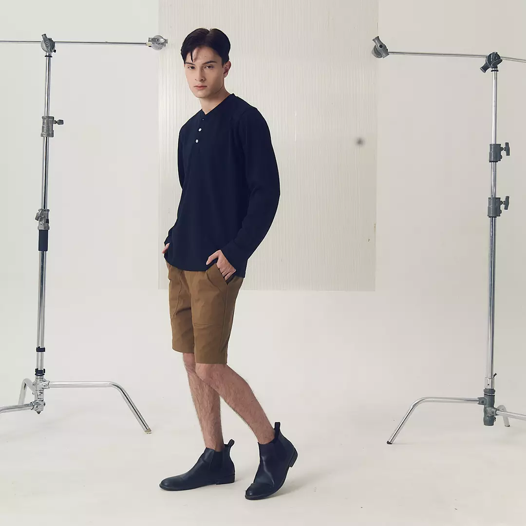 Larusso Lab - Kaos Lengan Panjang Henley - Black